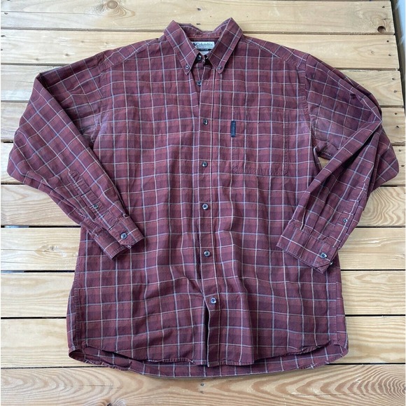 COLUMBIA Plaid Long Sleeve Button Down Shirt L - Picture 1 of 8